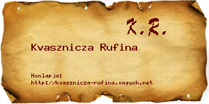 Kvasznicza Rufina névjegykártya